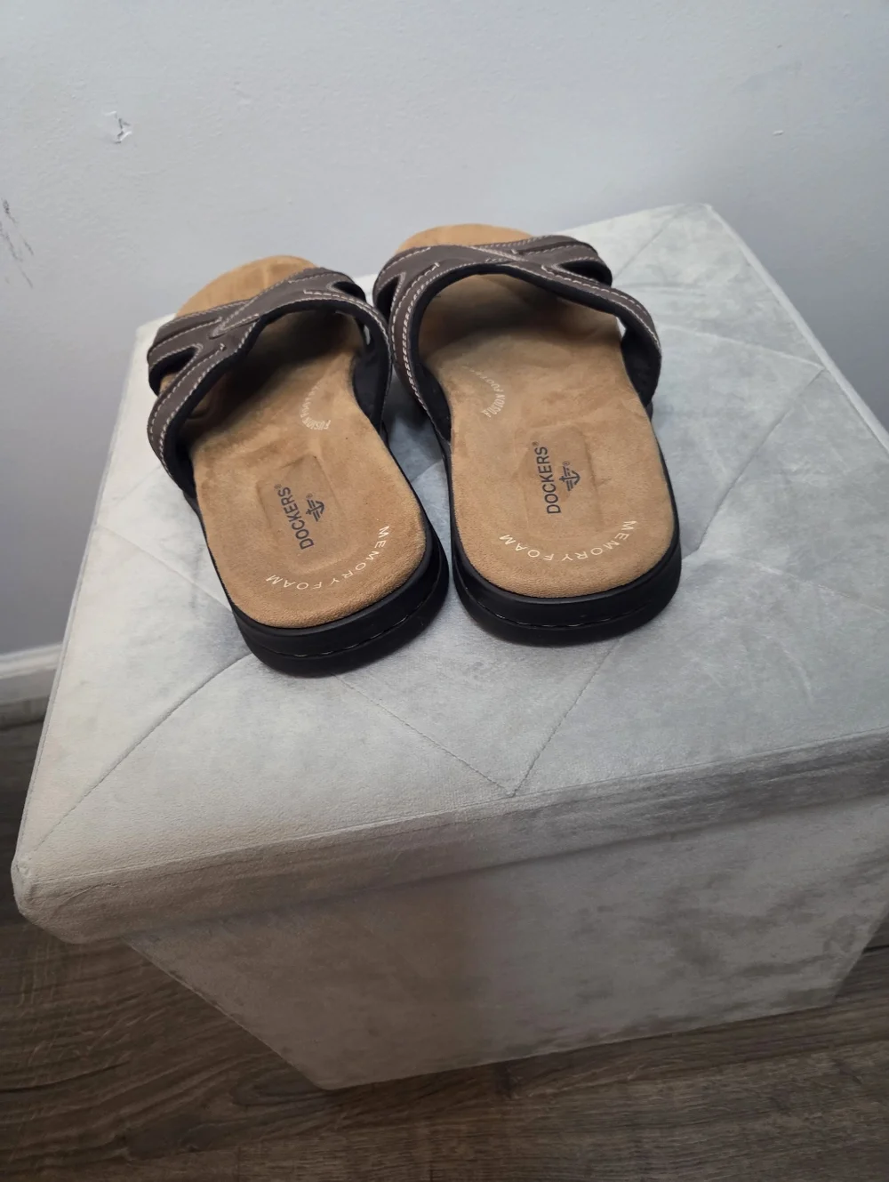 Dockers Men’s Brown Sunland  Slide‎ Sandals with Contrast Stitching, Size 12
